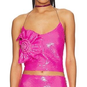 MISCREANTS Fuchsia Pink Sequin Cami and Skirt Set